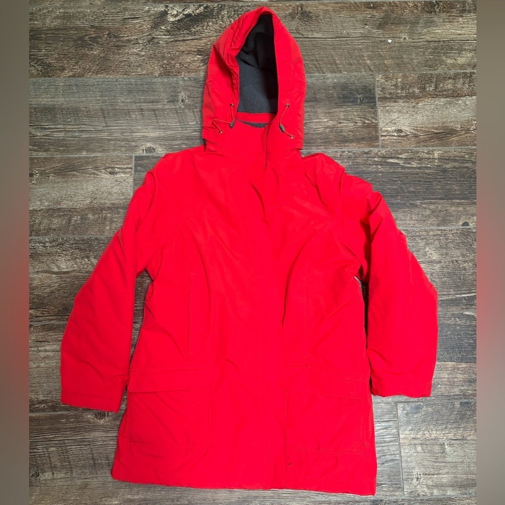 Lands' End Bright Red Hooded Puffer Ski Jacket - Picture 5 of 6
